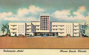 Vintage Postcard 1949 Delmonico Hotel Collins Avenue Beach Florida FL