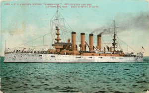 Vintage Mitchell Ship Postcard 1284 US Armored Cruiser Washington ACR 11