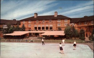 Sun Valley Idaho ID Year Round Ice Skating Rink Girls Skating Vintage Postcard