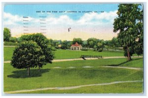 1953 One Of The Fine Golf Courses In Atlanta Georgia GA Posted Trees Postcard