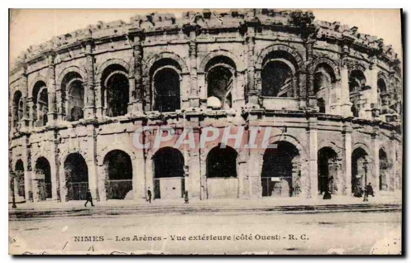 Postcard Old Nimes Les Arenes External View West Coast