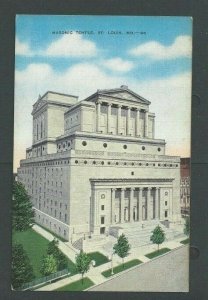 Ca 1938 Post Card St Louis Mo Masonic Temple