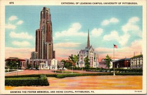 Vtg 1930 Cathedral Of Learning Heinz Chapel University of Pittsburgh PA Postcard