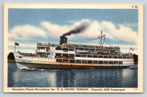 Vintage Wilson Line SS Mount Vernon Potomac River Linen Postcard