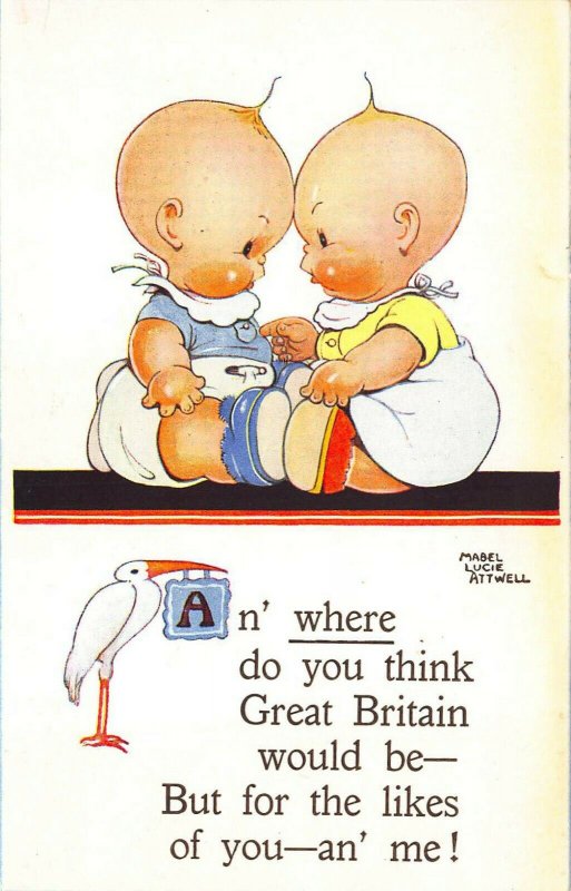 Mabel Lucie Attwell An' where do you think Great Britain would be- Postcard