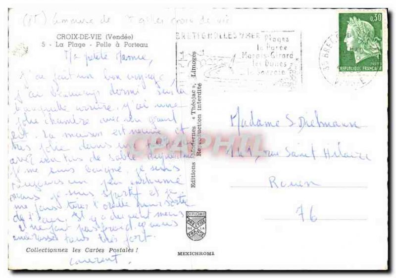 Postcard Modern Croix de Vie Vendee La Plage Pelle Porteau
