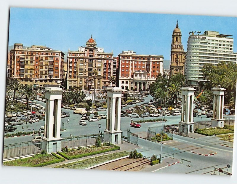 Postcard Partial view from the harbour, Málaga, Spain