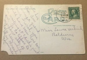 VINTAGE USED 1910 PENNY POSTCARD MT. SIMON, EAU CLAIRE, WISC. CREASED
