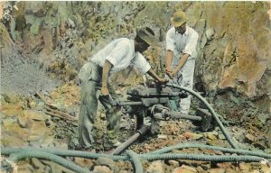 c1907 Postcard; Tripod Drill at Work in Solid Rock, Panama Canal Zone Unposted