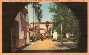 Los Angeles California, Union Station, The Patio Outdoor Area, Vintage Postcard