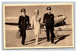 Vintage 1943 Advertising Postcard American Airlines Airplane Captain Flight Crew