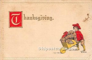 Thanksgiving Greetings 1910 stain on front, crease