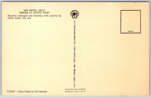 San Mateo California 1960s Postcard Marina Coyote Point Sailboats