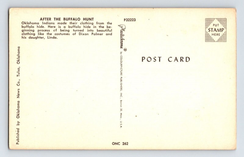 Postcard Native American Oklahoma Buffalo Hide Tipi 1960s Unposted Chrome