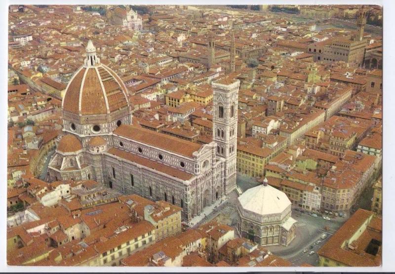 Italy Firenze Duomo Cathedral Aerial View Florence Postcard