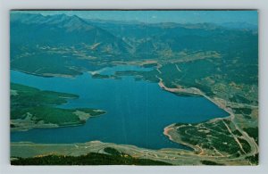 Dillon CO-Colorado, Dillon Dam, Aerial View, Chrome Postcard