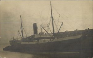 Cargo Ship Tabasco at Pier - Cape Henry VA Cancel 1914 Real Photo Postcard