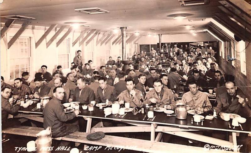 Typical Mess Hall, Camp McCoy, Wisconsin Kodak Real Photo WW II Unused 