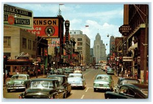 c1960's Shopping Street Ouellette Avenue Windsor Ontario Canada Postcard