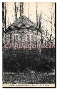 Postcard Old DRAVEIL Champrosay work Pavillon Alphonse Daudet seen on the Seine