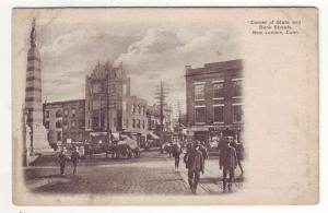 P571 JLs  old cars horse wagon street scene state & bank streets new london conn