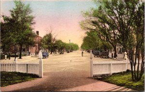 Hand Colored Postcard Duke of Gloucester Street in Williamsburg, Virginia