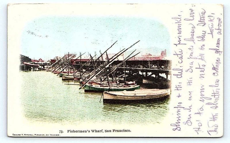 SAN FRANCISCO, CA California ~ 1904 ~ BOATS at FISHERMAN'S WHARF  Postcard