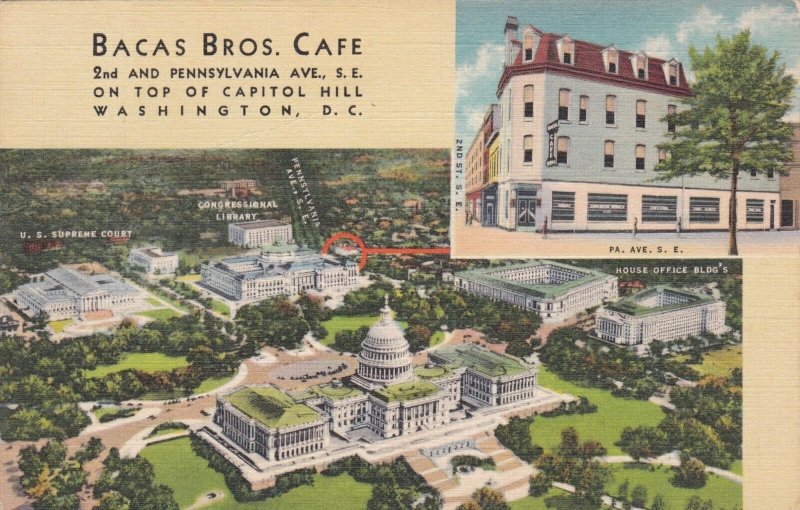 Washington D C Bacas Brothers Cafe On Capitol Hill 1938 Curteich sk2238