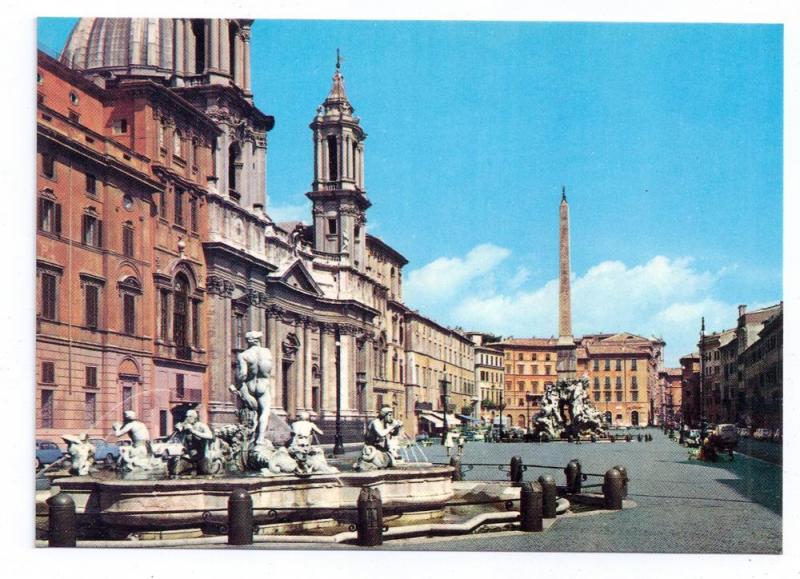 Italy Rome Piazza Navona Fountain Roma Postcard 4X6