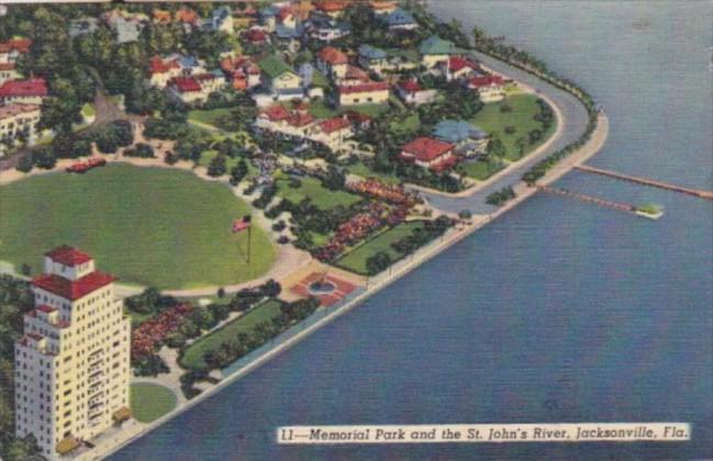 Florida Jacksonville Memorial Park & The St Johns River 1949 Curteich