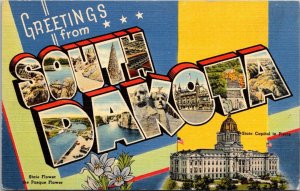 Greetings From South Dakota Large Letter Linen