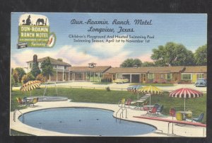 LONGVIEW TEXAS DUN ROAMIN RANCH MOTEL SWIMMING POOL VINTAGE POSTCAD