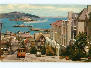 San Francisco CA Cable Car Trolley Hyde Street Hills Andrew Hali Postcard # 5271