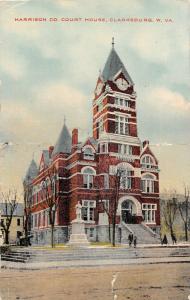 F16/ Clarksburg West Virginia Postcard 1912 Harrison County Court House