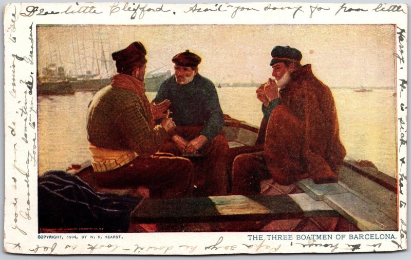 The Three Boatmen Of Barcelona Oil Painting Artwork Postcard