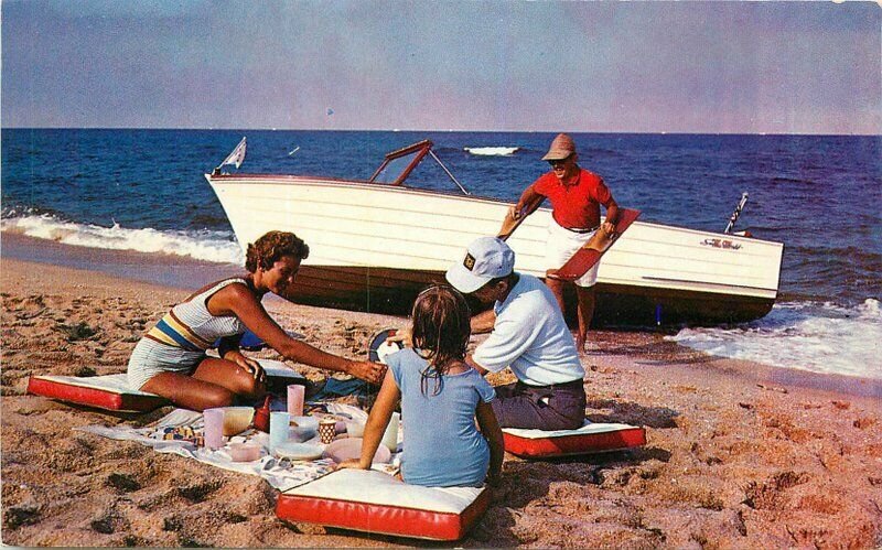Advertising Boat Christ Craft Beach Scene Colorpicture Postcard 20-11354