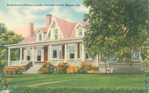 Macon Georgia Birthplace of Poet Sidney Lanier  1952 Linen Postcard Unused