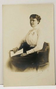 RPPC Victorian Woman Seated For Portrait Dubuque Iowa Postcard C6