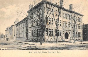 NEW HAVEN, Connecticut CT   NEW HAVEN HIGH SCHOOL & Street View c1900's Postcard