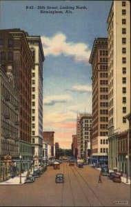 Birmingham Alabama AL Street Scene Linen Vintage Postcard