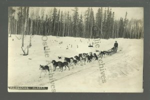 Fairbanks ALASKA RP c1910 DOG SLED TEAM Sledding Huskies Malamutes SNOW SCENE