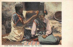 Hopi Hair Dressers Arizona Native Americana Fred Harvey 1921 Vintage Postcard