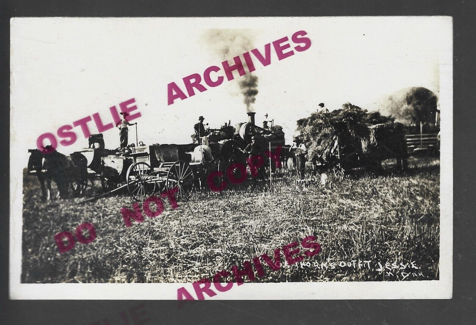 Jessie NORTH DAKOTA RPPC '10 STEAM ENGINE Tractor THRESHING Cooperstown