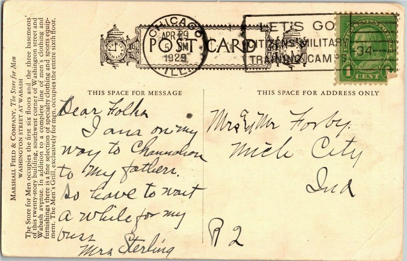 Marshall Field & Co Store for Men Chicago IL c1929 Vintage Postcard A61 