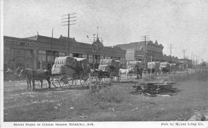 Brinkley Arkansas 1908 Postcard Street Scene Cotton Season Bales Wagons