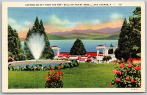 Vtg Lake George NY View Looking North from Fort William Henry Hotel Postcard