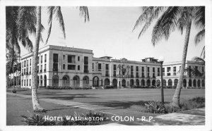 Hotel Washington, Colon, Panama, Real Photo Postcard, Used in 1951