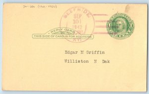 DPO (1901-1956) Beefhide Kentucky KY Postcard Edgar Griffin Williston ND 1942