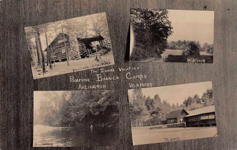 Arlington Vermont Roaring Branch Camps Real Photo Antique Postcard J56186