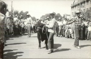 Ulysses KS Cattle Auction in Street c1950s Real Photo Postcard